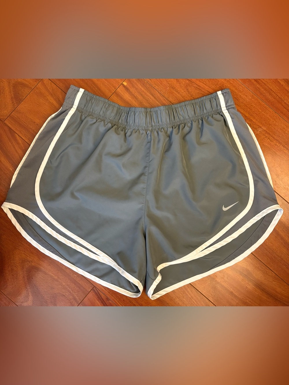 Nike Gray Athletic Running Shorts with White Trim